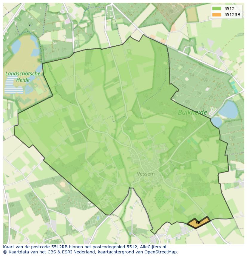 Afbeelding van het postcodegebied 5512 RB op de kaart.
