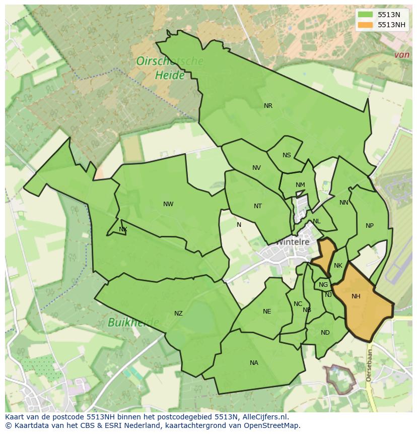Afbeelding van het postcodegebied 5513 NH op de kaart.