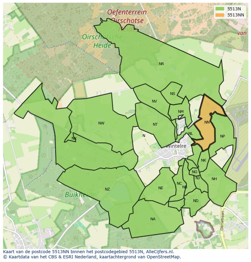 Afbeelding van het postcodegebied 5513 NN op de kaart.