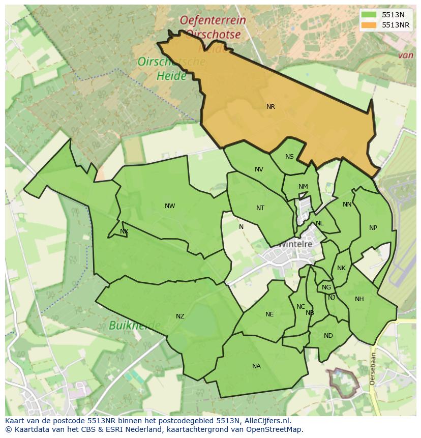 Afbeelding van het postcodegebied 5513 NR op de kaart.