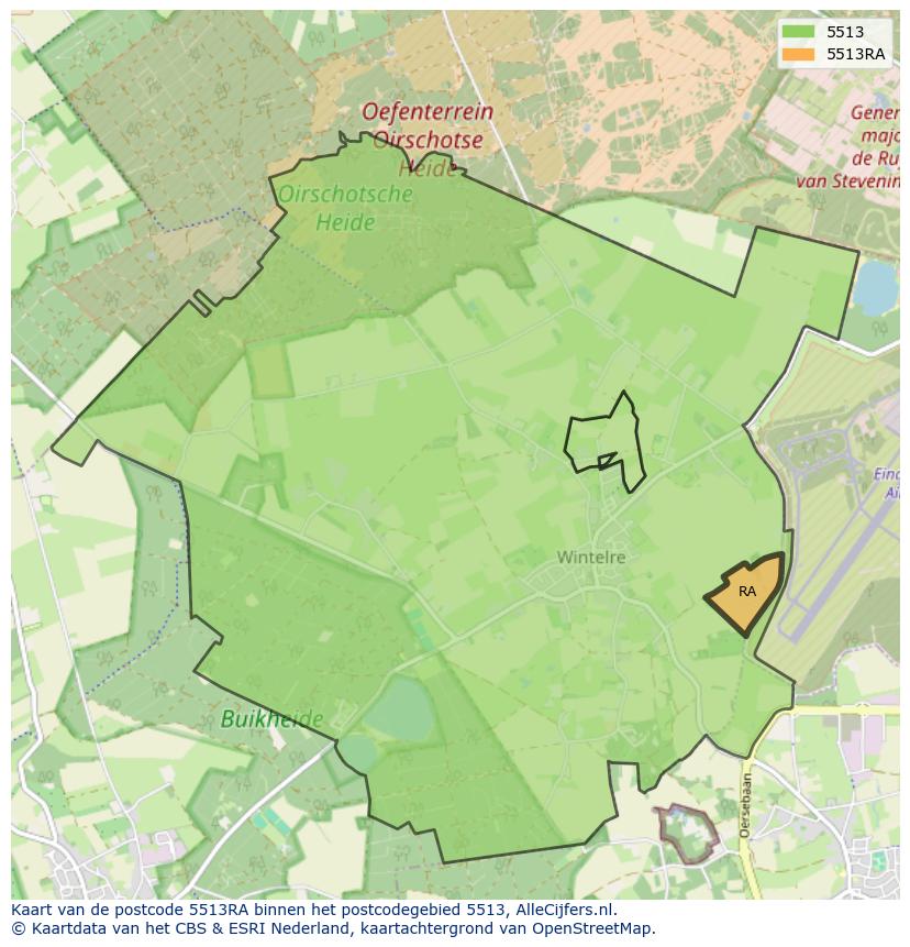 Afbeelding van het postcodegebied 5513 RA op de kaart.
