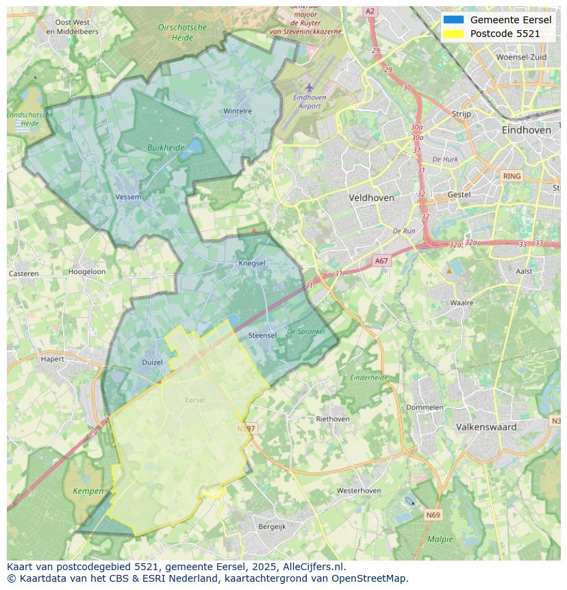 Afbeelding van het postcodegebied 5521 op de kaart.