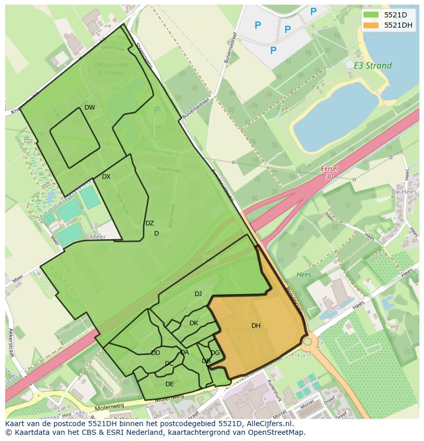 Afbeelding van het postcodegebied 5521 DH op de kaart.