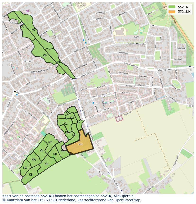 Afbeelding van het postcodegebied 5521 KH op de kaart.