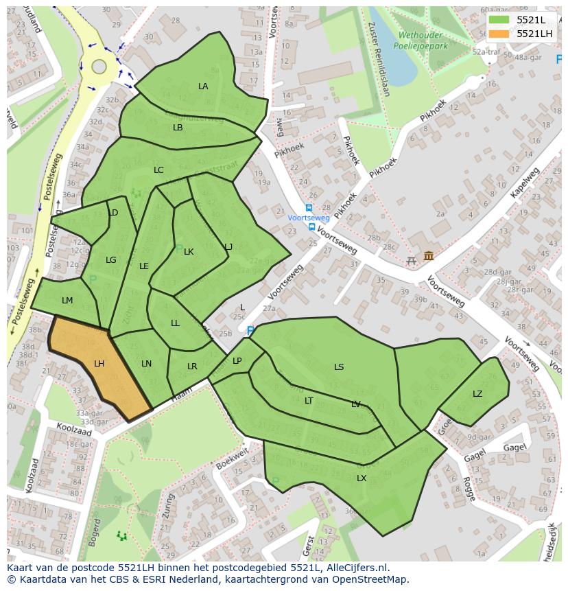 Afbeelding van het postcodegebied 5521 LH op de kaart.