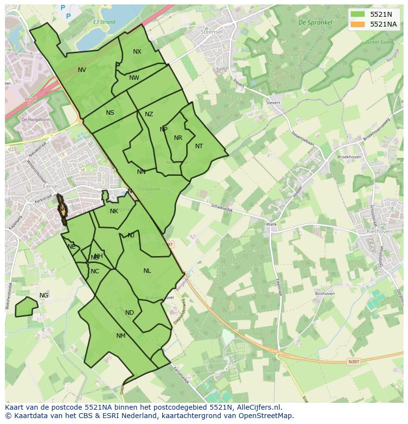Afbeelding van het postcodegebied 5521 NA op de kaart.