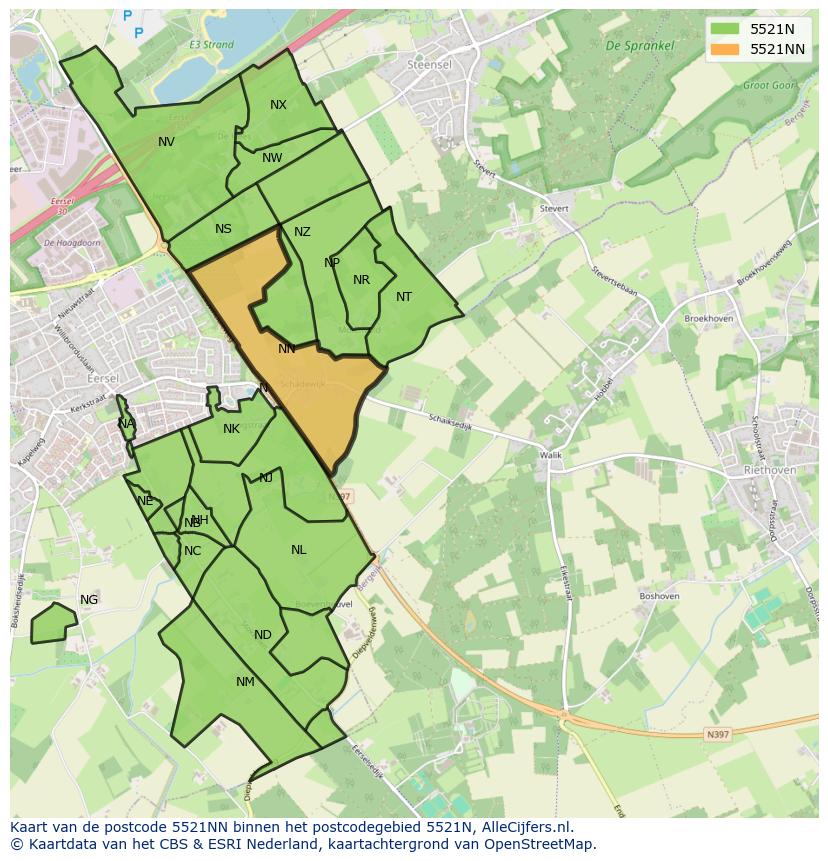 Afbeelding van het postcodegebied 5521 NN op de kaart.