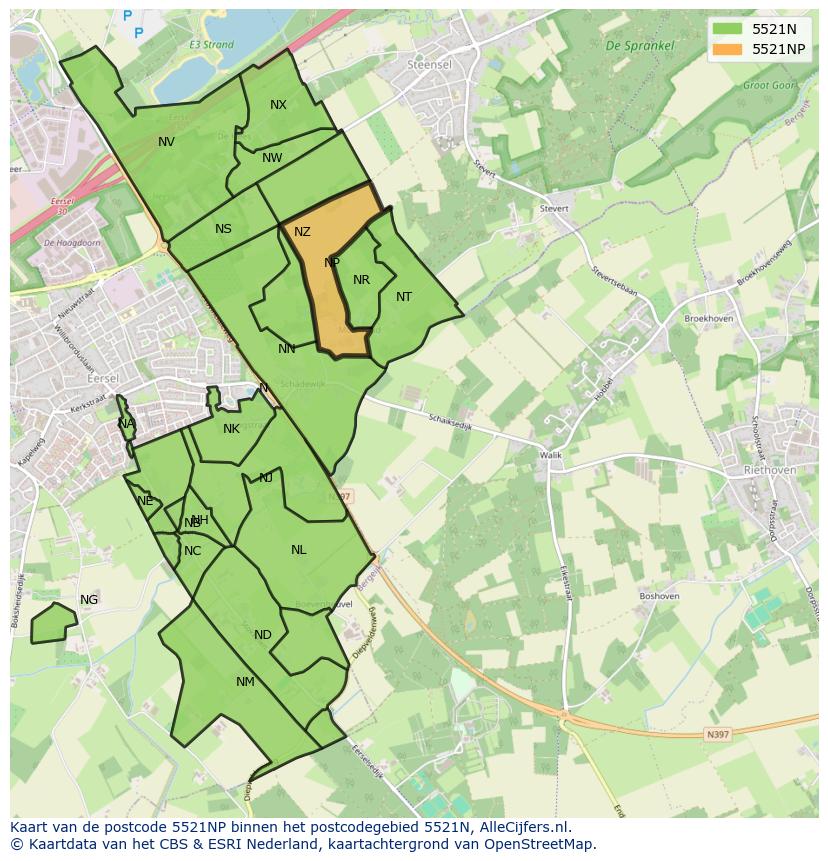 Afbeelding van het postcodegebied 5521 NP op de kaart.