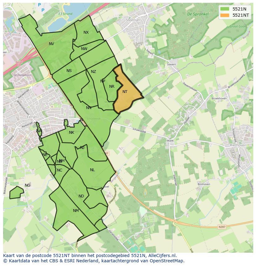 Afbeelding van het postcodegebied 5521 NT op de kaart.