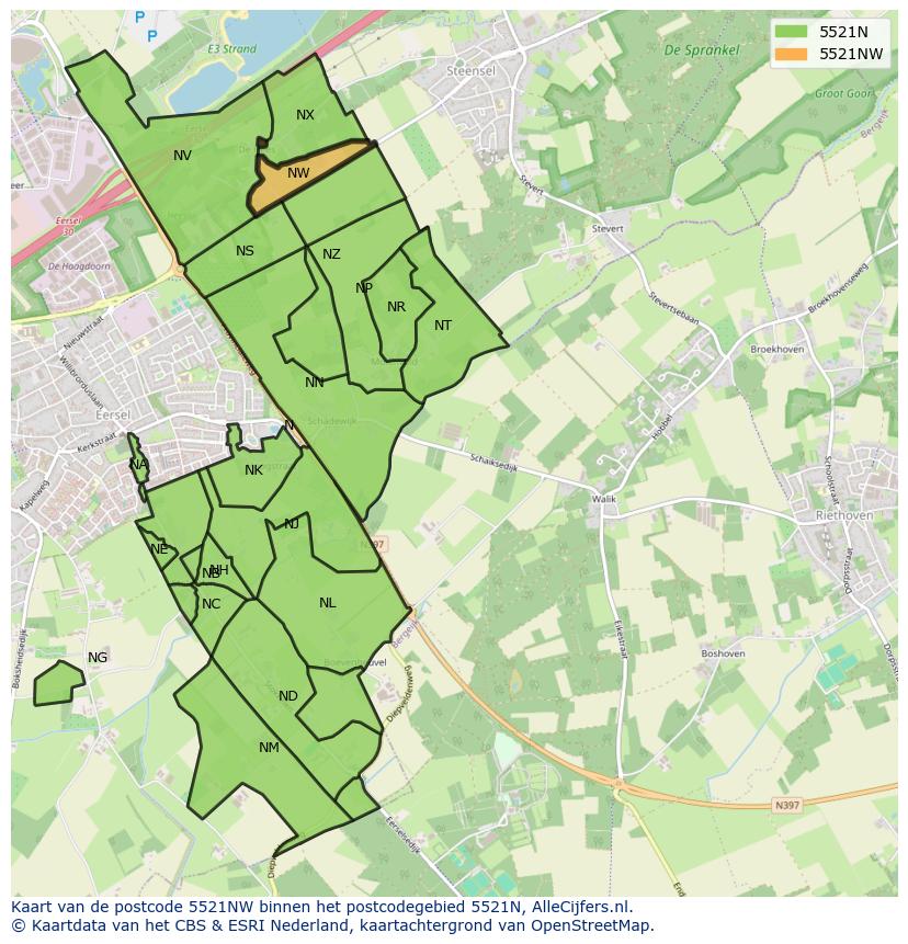 Afbeelding van het postcodegebied 5521 NW op de kaart.