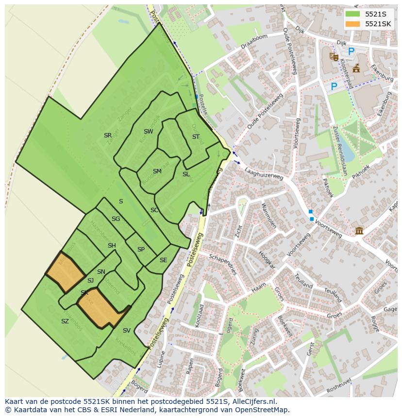 Afbeelding van het postcodegebied 5521 SK op de kaart.