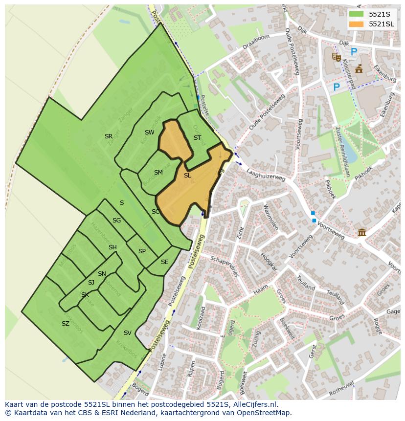 Afbeelding van het postcodegebied 5521 SL op de kaart.
