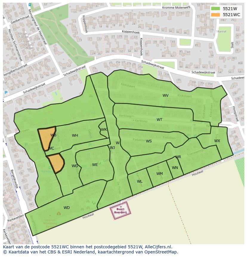 Afbeelding van het postcodegebied 5521 WC op de kaart.