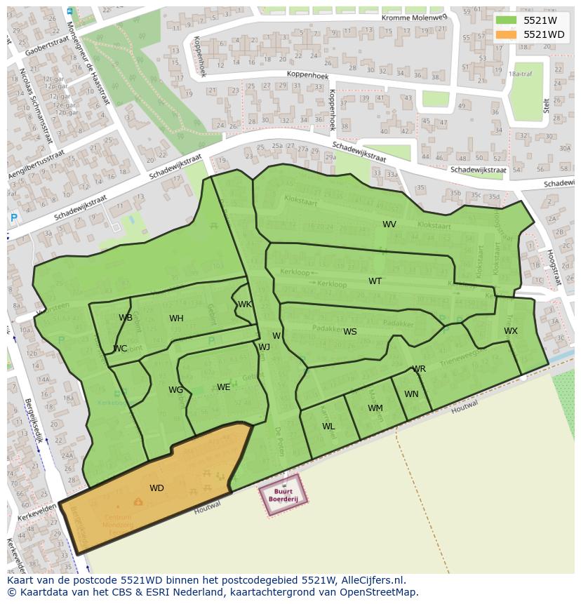 Afbeelding van het postcodegebied 5521 WD op de kaart.