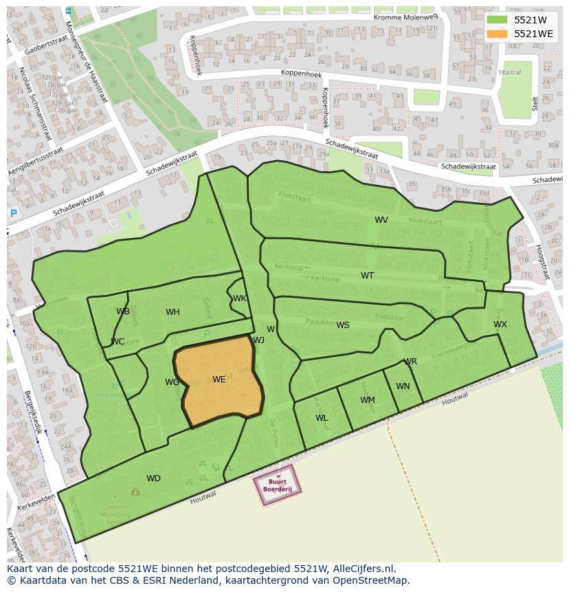 Afbeelding van het postcodegebied 5521 WE op de kaart.