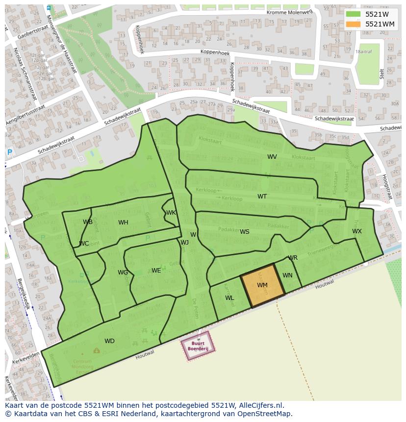 Afbeelding van het postcodegebied 5521 WM op de kaart.