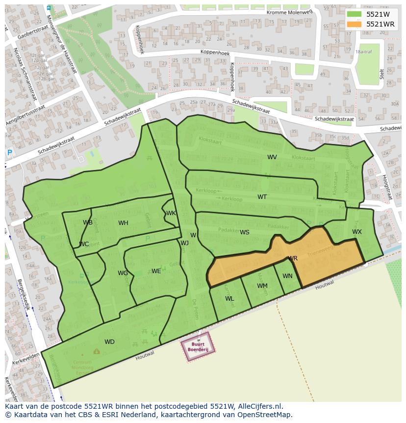 Afbeelding van het postcodegebied 5521 WR op de kaart.