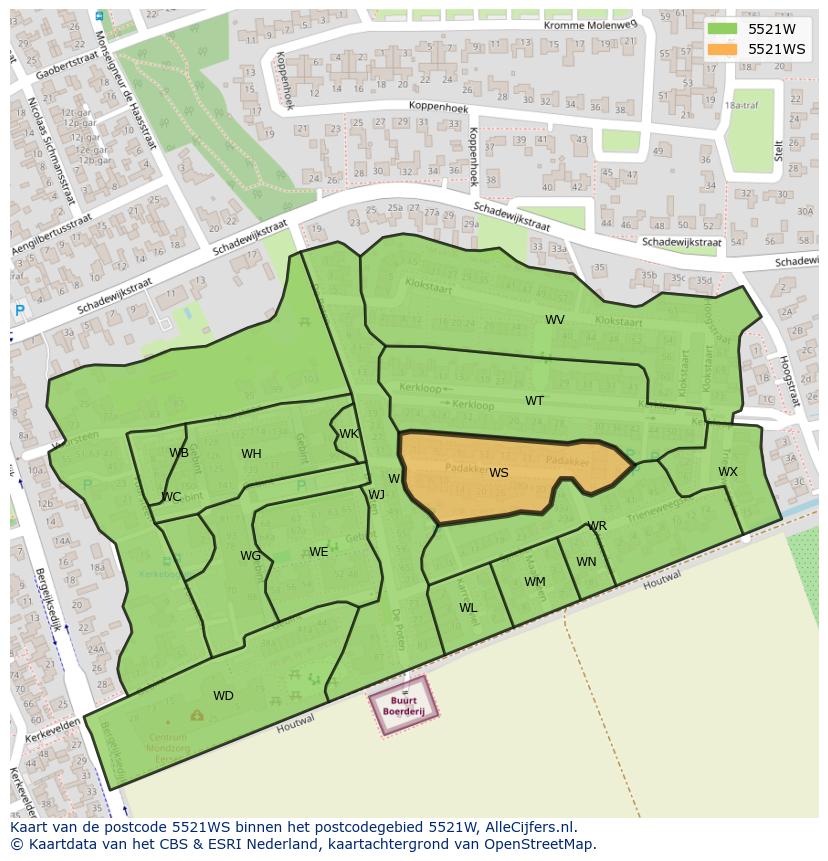 Afbeelding van het postcodegebied 5521 WS op de kaart.