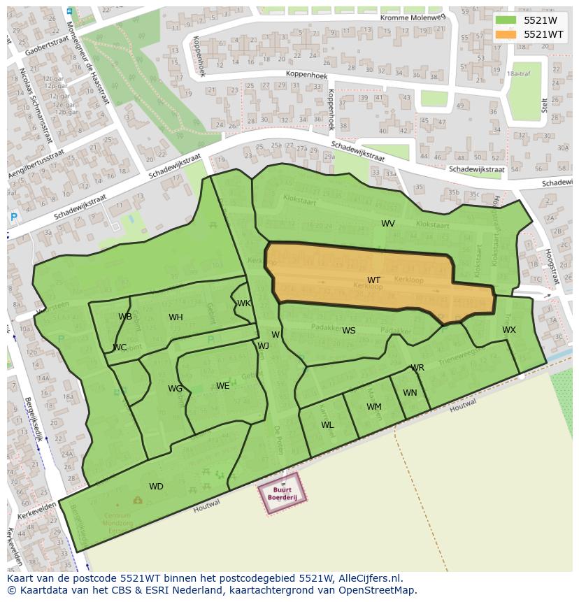 Afbeelding van het postcodegebied 5521 WT op de kaart.
