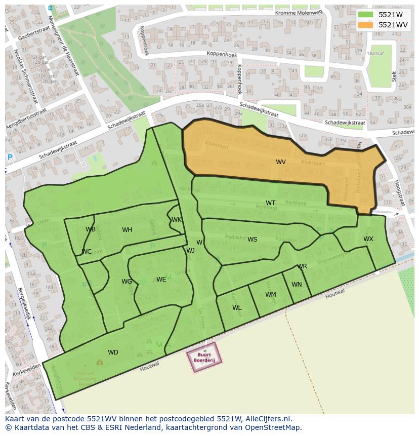 Afbeelding van het postcodegebied 5521 WV op de kaart.