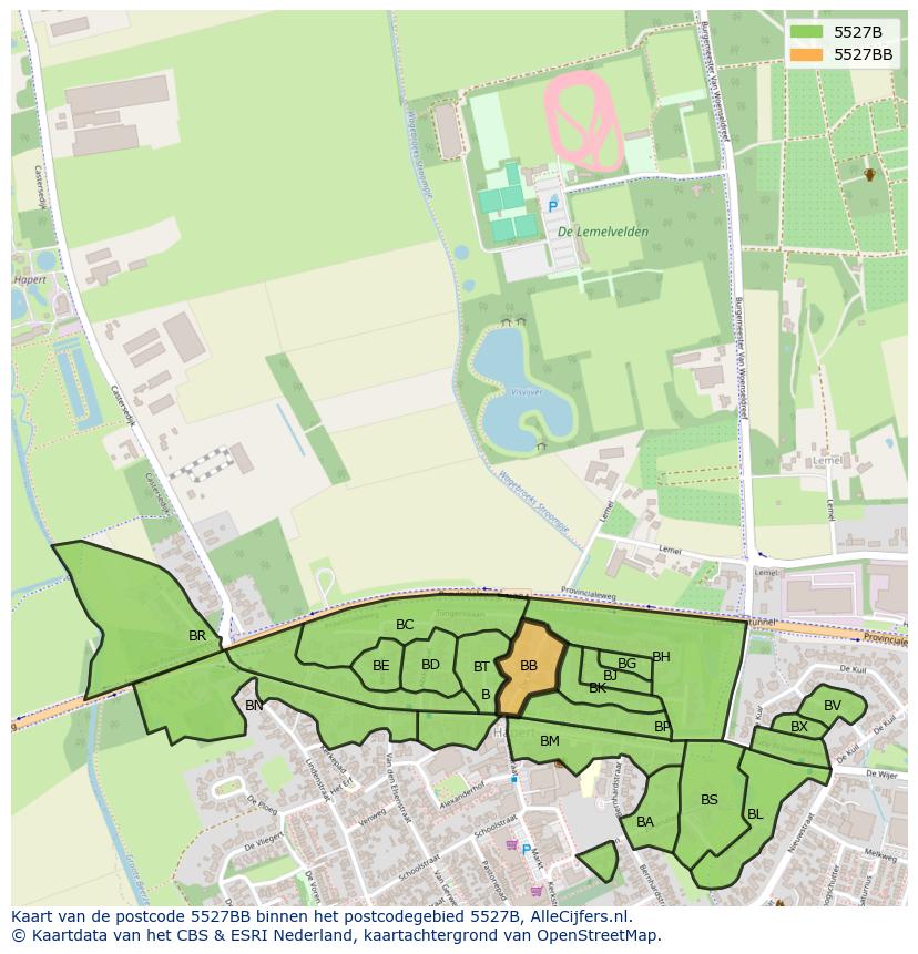 Afbeelding van het postcodegebied 5527 BB op de kaart.