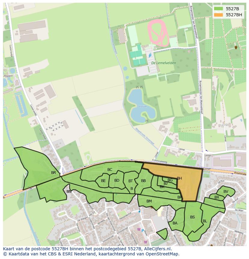 Afbeelding van het postcodegebied 5527 BH op de kaart.