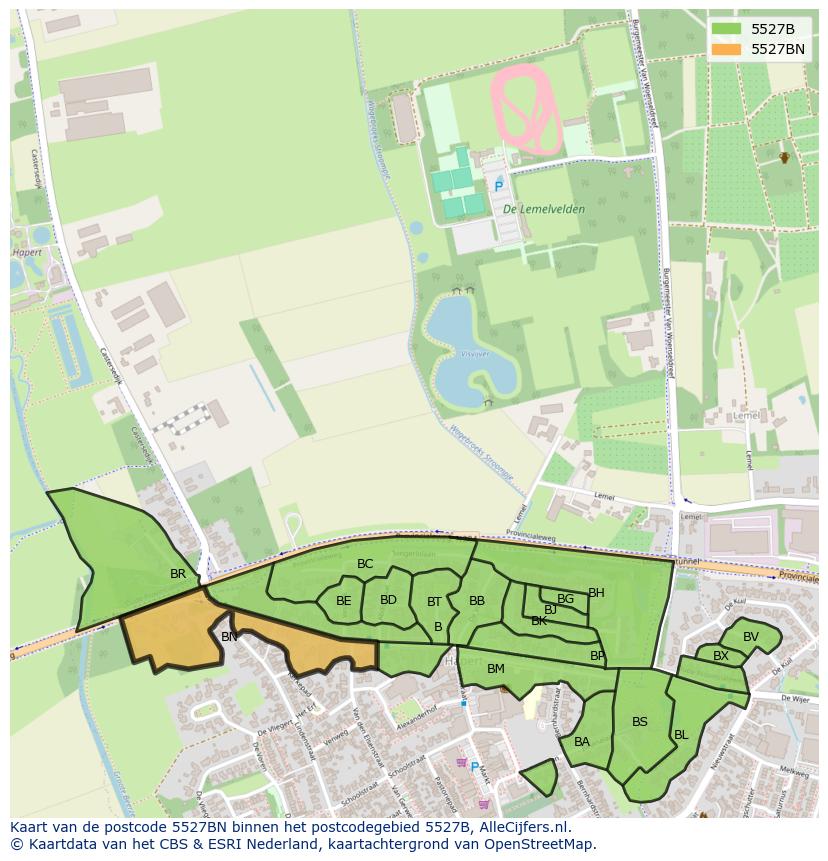 Afbeelding van het postcodegebied 5527 BN op de kaart.