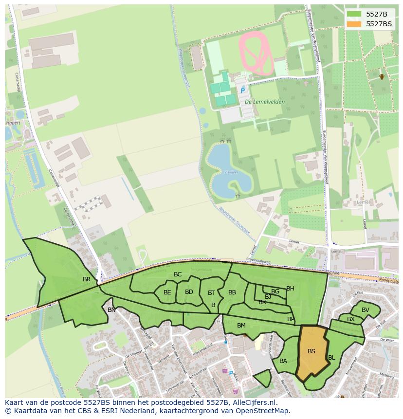 Afbeelding van het postcodegebied 5527 BS op de kaart.
