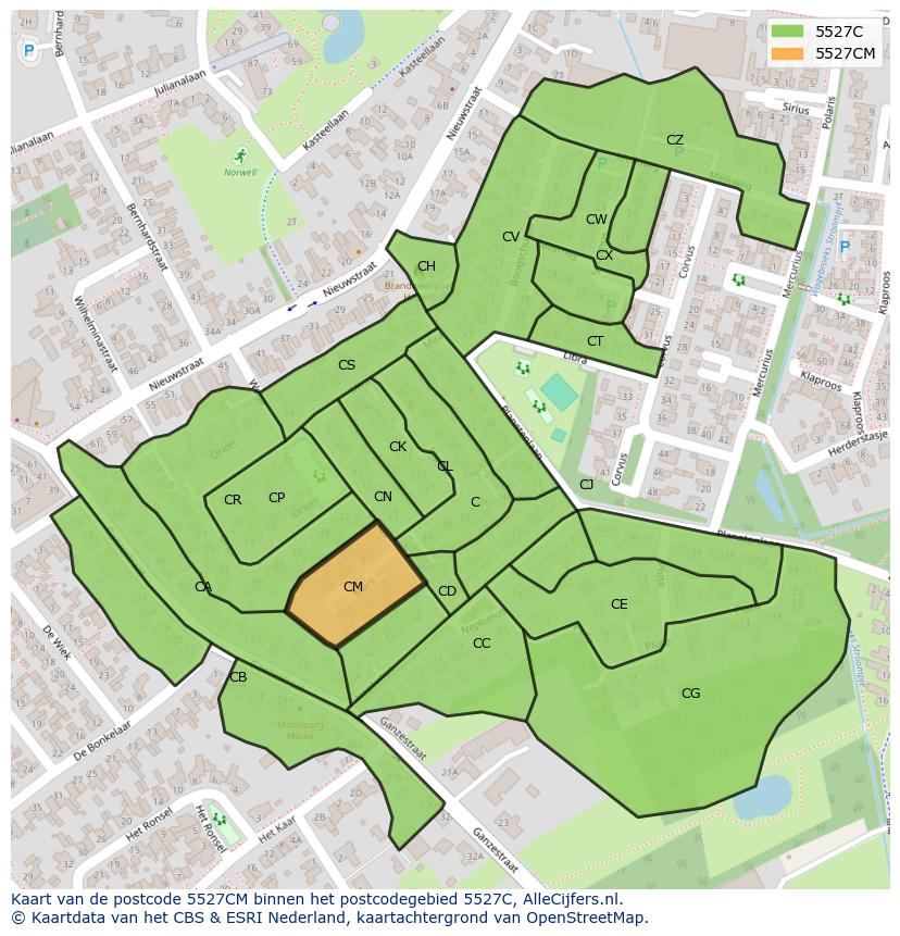 Afbeelding van het postcodegebied 5527 CM op de kaart.