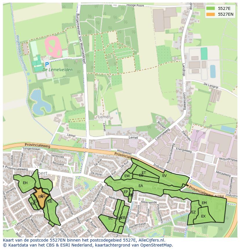 Afbeelding van het postcodegebied 5527 EN op de kaart.