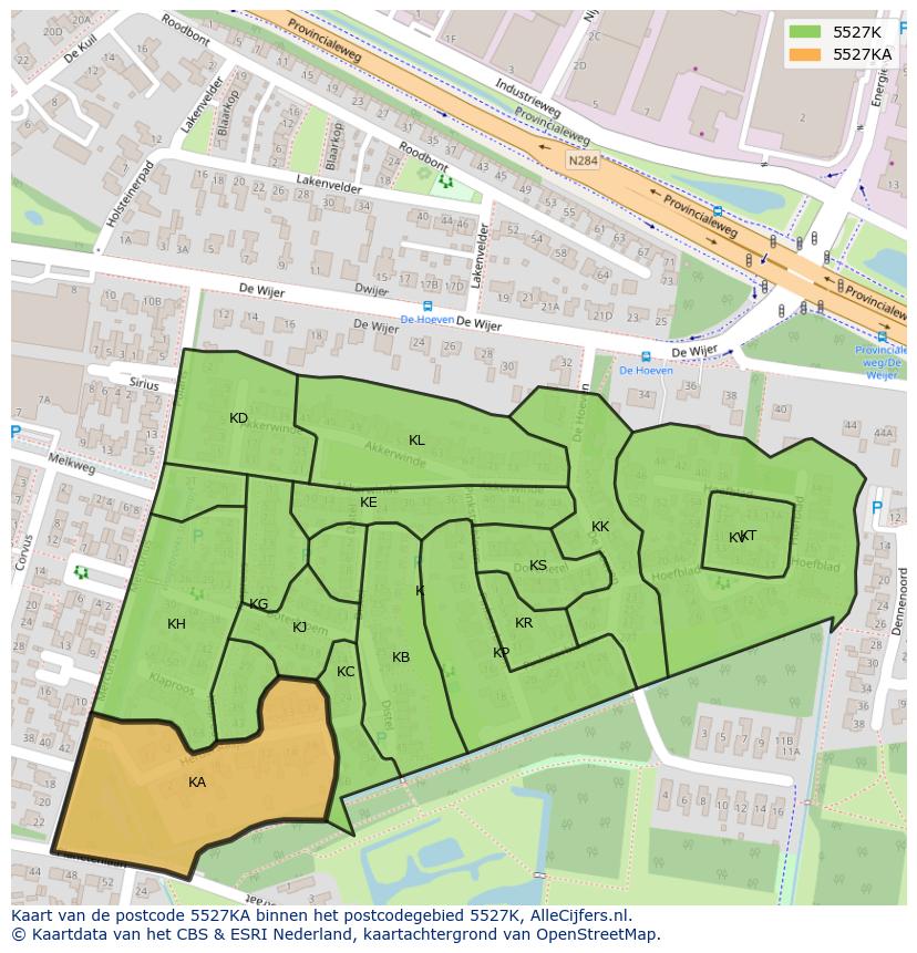Afbeelding van het postcodegebied 5527 KA op de kaart.