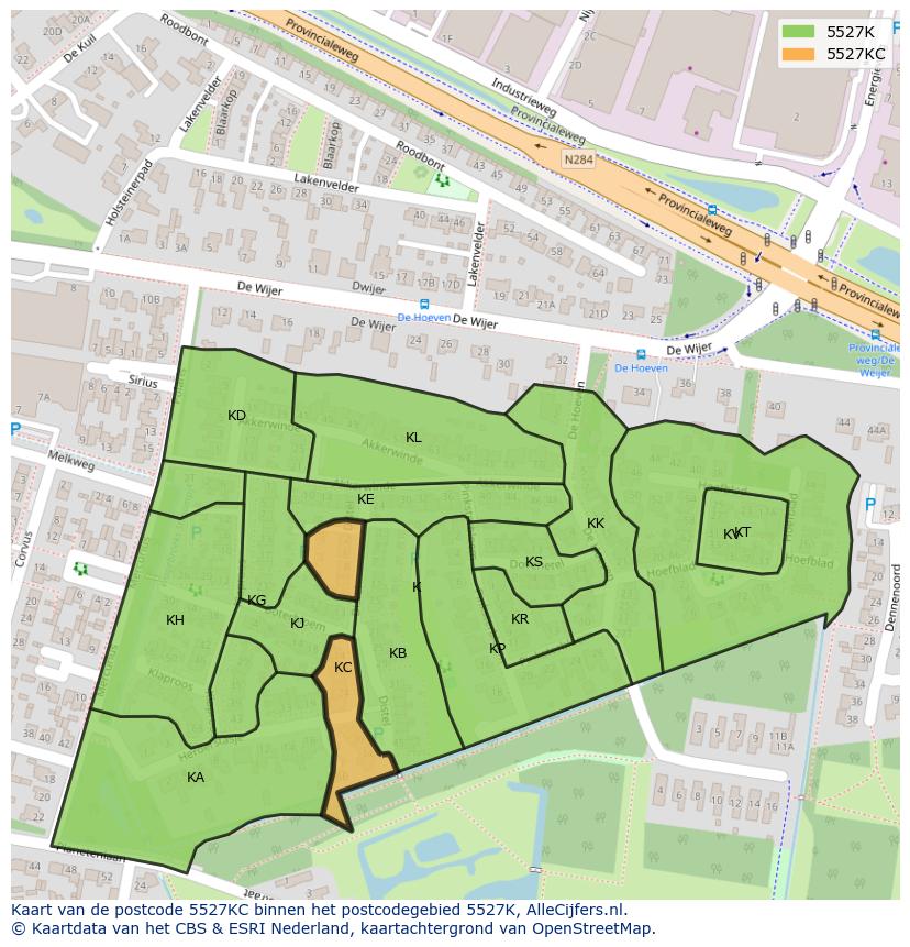 Afbeelding van het postcodegebied 5527 KC op de kaart.
