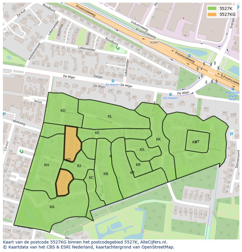 Afbeelding van het postcodegebied 5527 KG op de kaart.