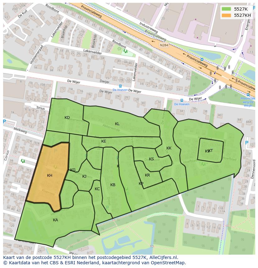 Afbeelding van het postcodegebied 5527 KH op de kaart.