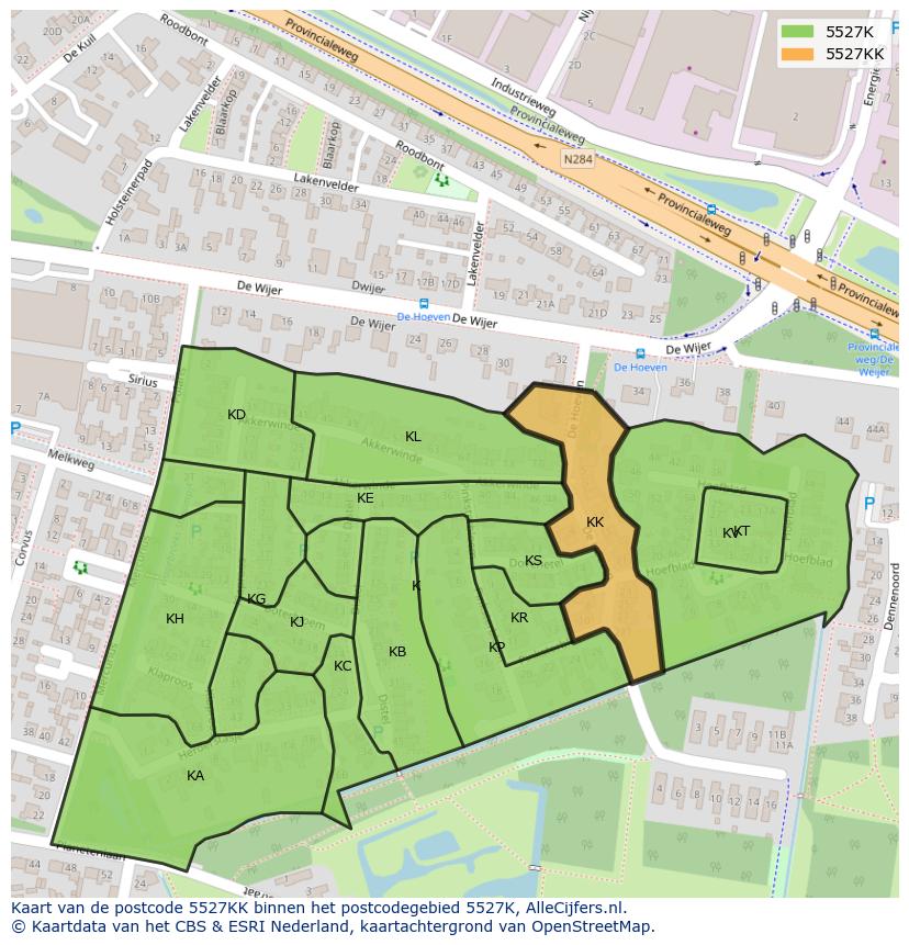 Afbeelding van het postcodegebied 5527 KK op de kaart.