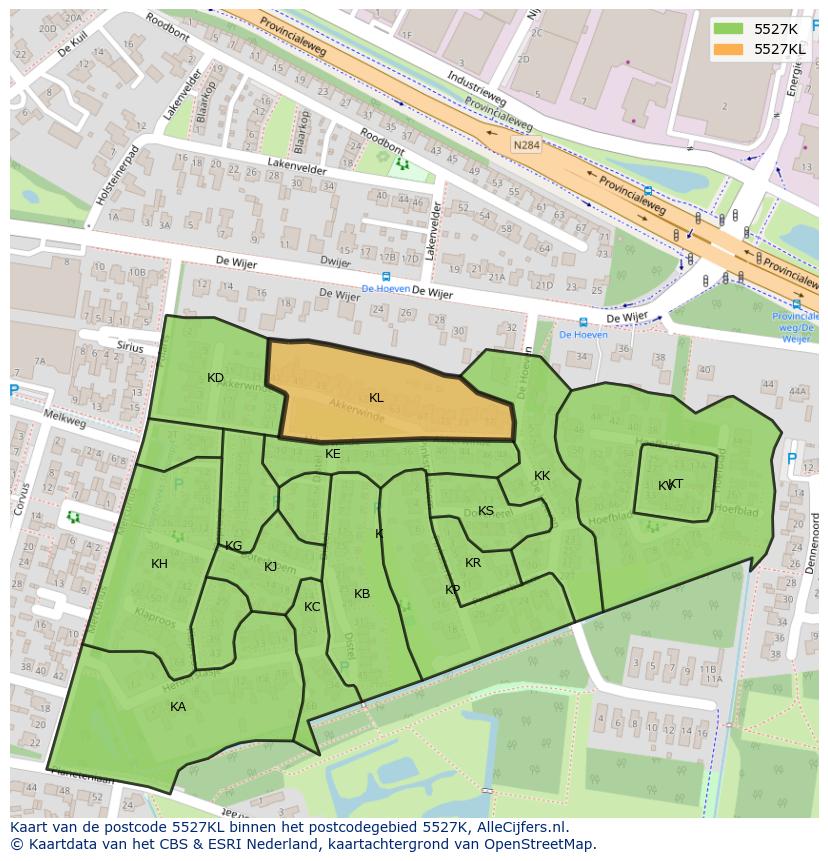 Afbeelding van het postcodegebied 5527 KL op de kaart.