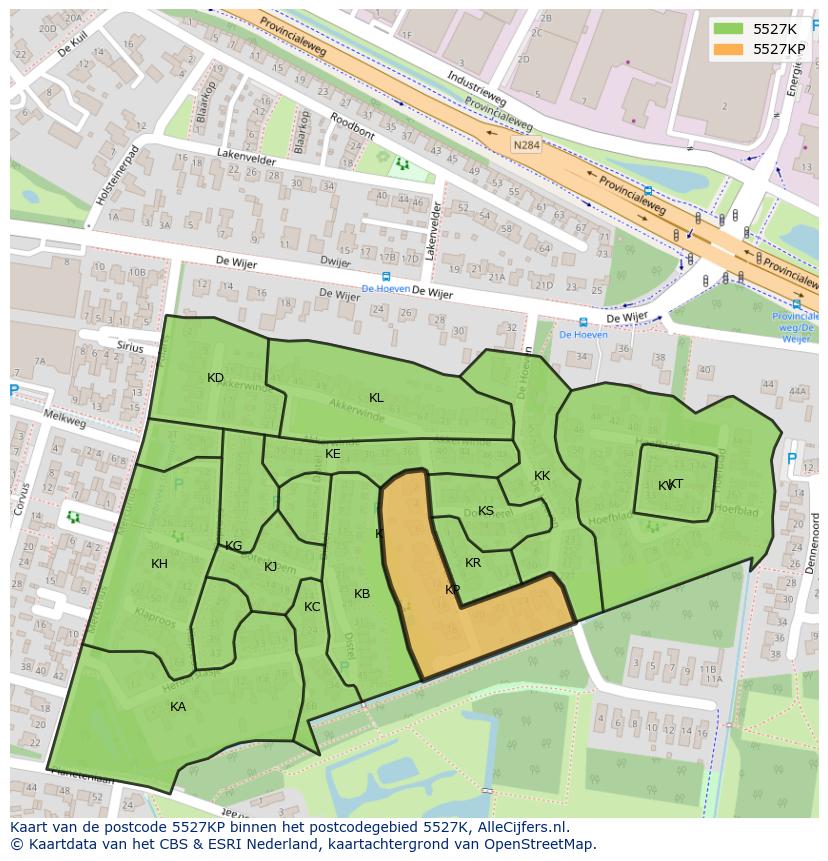 Afbeelding van het postcodegebied 5527 KP op de kaart.