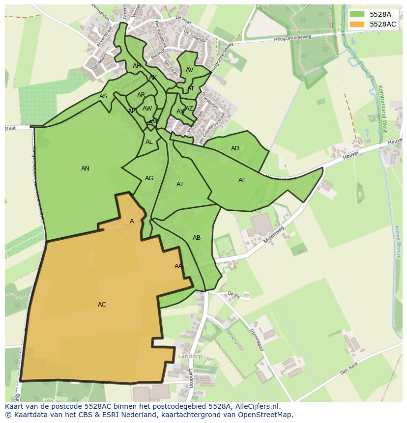 Afbeelding van het postcodegebied 5528 AC op de kaart.