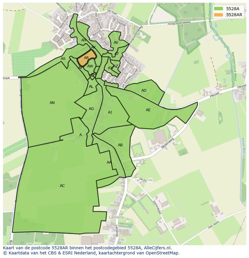 Afbeelding van het postcodegebied 5528 AR op de kaart.