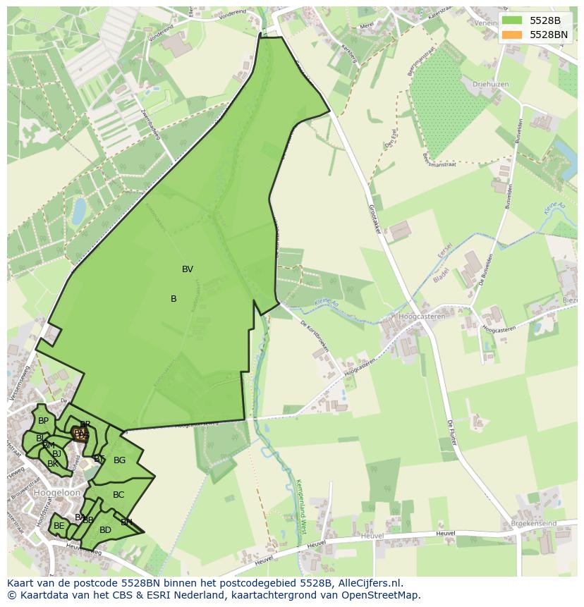 Afbeelding van het postcodegebied 5528 BN op de kaart.