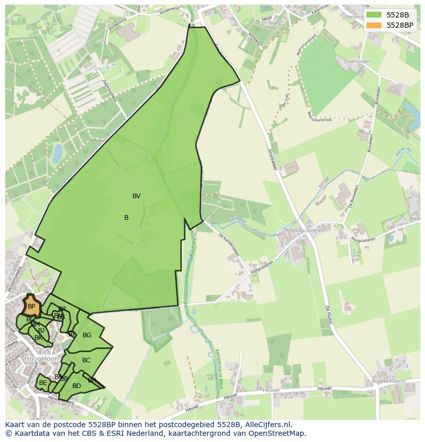 Afbeelding van het postcodegebied 5528 BP op de kaart.
