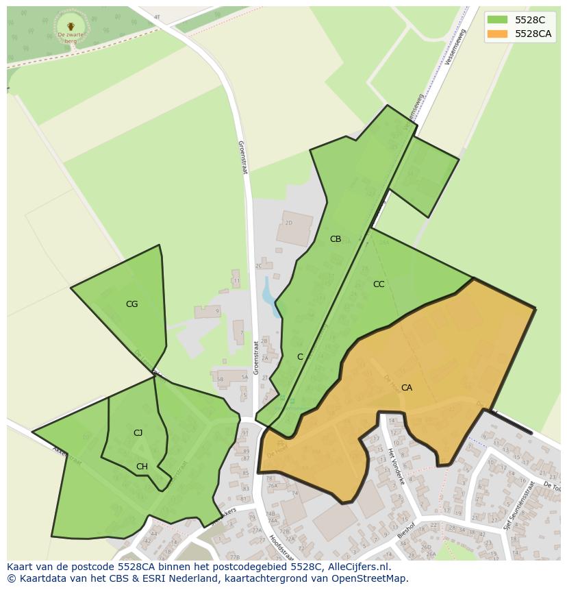 Afbeelding van het postcodegebied 5528 CA op de kaart.