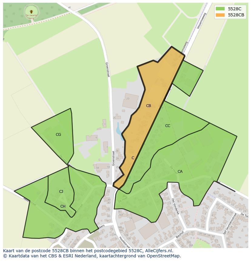 Afbeelding van het postcodegebied 5528 CB op de kaart.