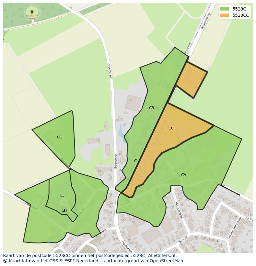 Afbeelding van het postcodegebied 5528 CC op de kaart.