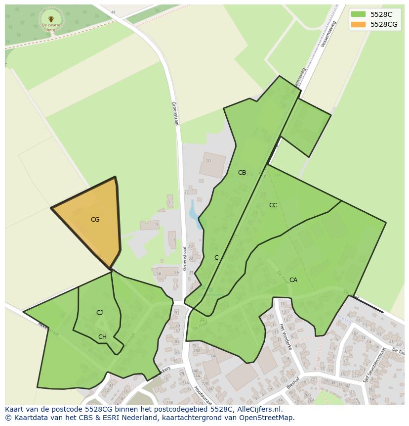 Afbeelding van het postcodegebied 5528 CG op de kaart.