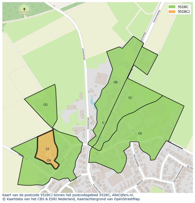 Afbeelding van het postcodegebied 5528 CJ op de kaart.