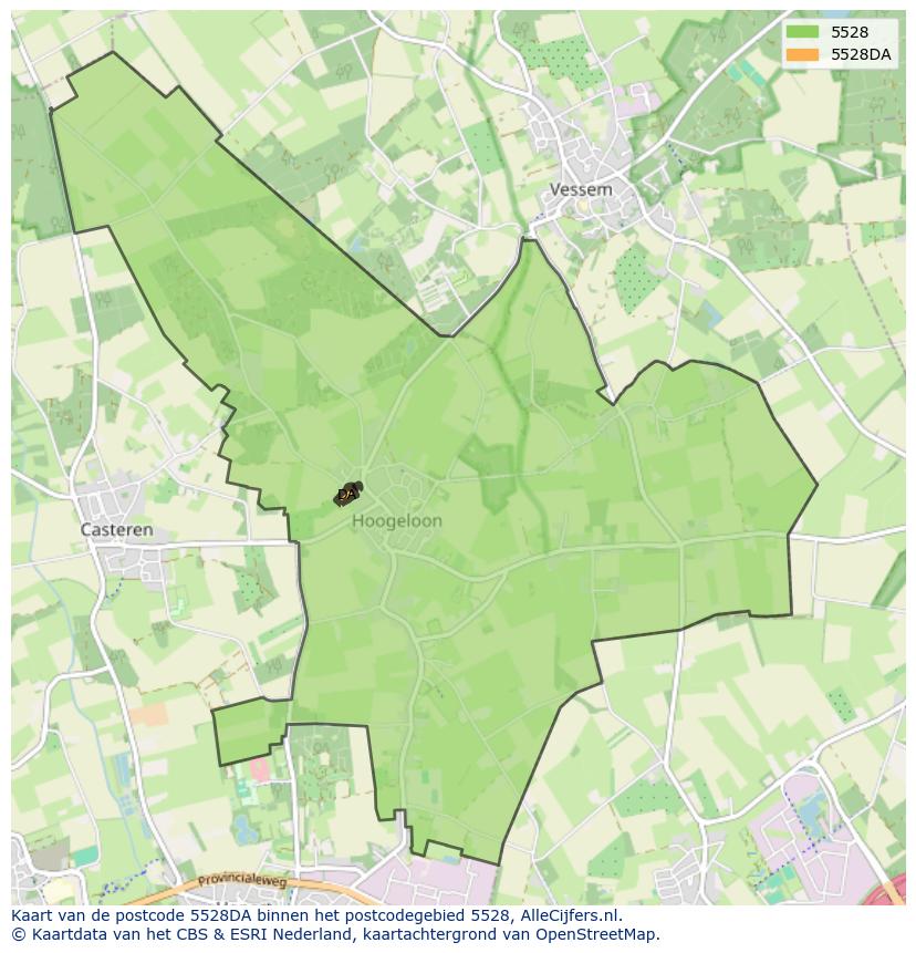 Afbeelding van het postcodegebied 5528 DA op de kaart.