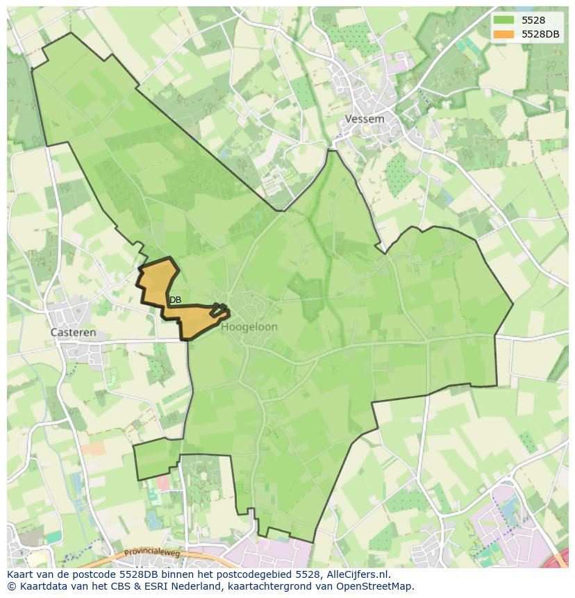 Afbeelding van het postcodegebied 5528 DB op de kaart.