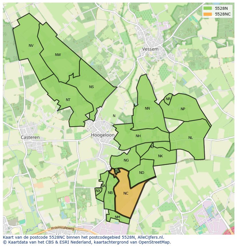 Afbeelding van het postcodegebied 5528 NC op de kaart.