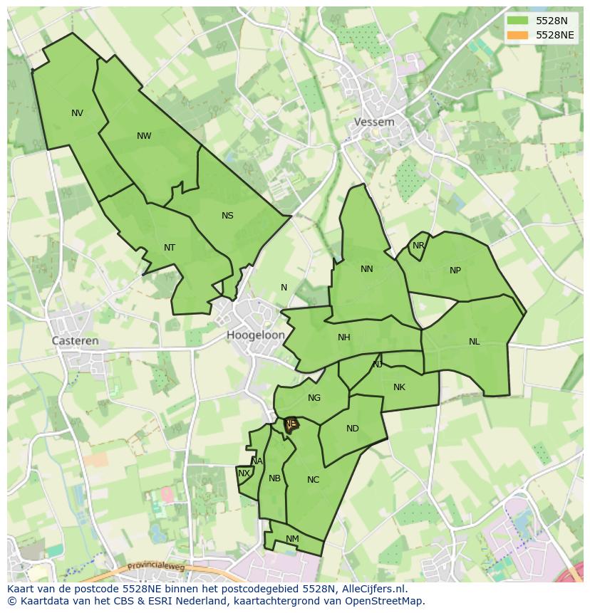 Afbeelding van het postcodegebied 5528 NE op de kaart.